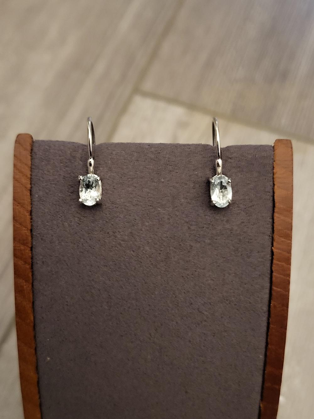 Sterling 925 Silver Light Blue Topaz Leverback Earrings